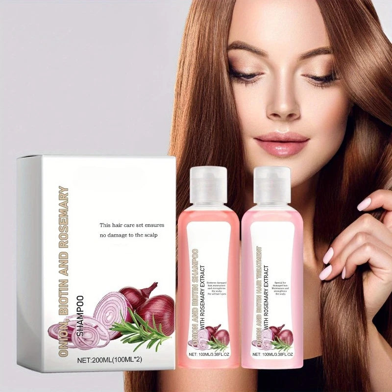 Onion Biotin and Rosemary Shampoo and Conditioner Set Deeply Moisturize and Smooth Nourishes Hair Roots Improves Hair Quality