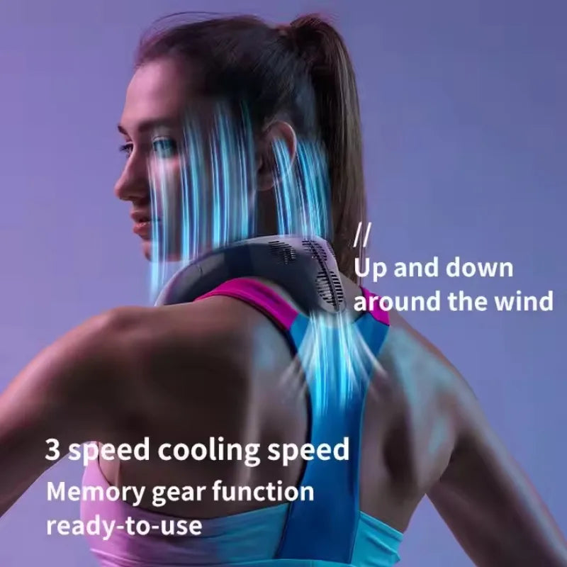 New Neck Air Conditioner Portable Neck Fan Rechargeable Semiconductor Cooling Bladeless Fan Outdoor Personal Fan Wearable Cooler