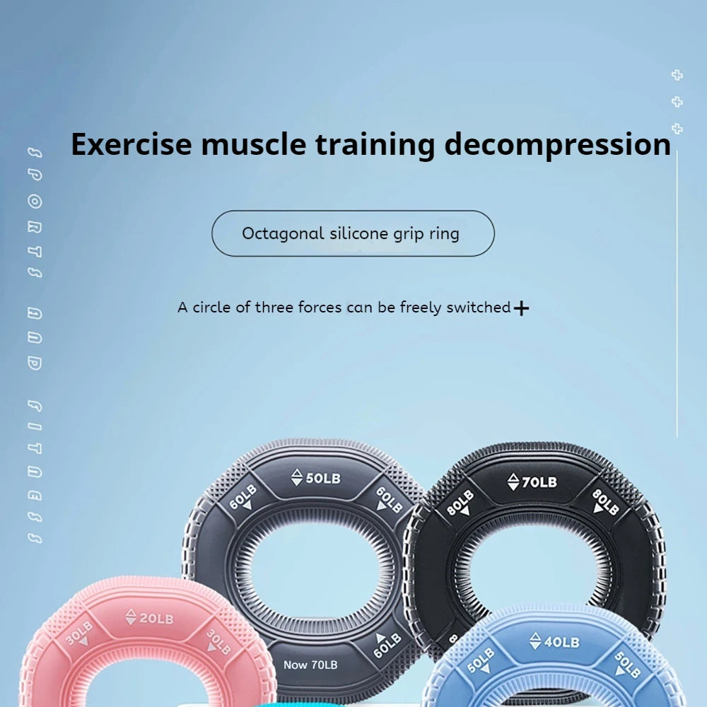 Octagonal Grip Ring Resistance Silicone Hand Exerciser Arm Strength Training Equipment Non-Slip Home Gym Fitness Workout Tool