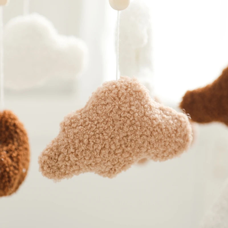 Baby Bed Bell Rattle Toy Lambhair Mobile Hanging Toy 0-12 Months Newborn Crib Mobile Cartoon Cloud Pendant Toy Carousel For Cots