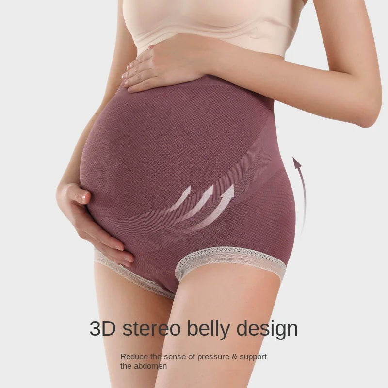 3PCS Maternity Panties High Waist Pregnant Panties Adjustable Belly Support Briefs for Pregnant Women Lace Solid Cozy Intimates