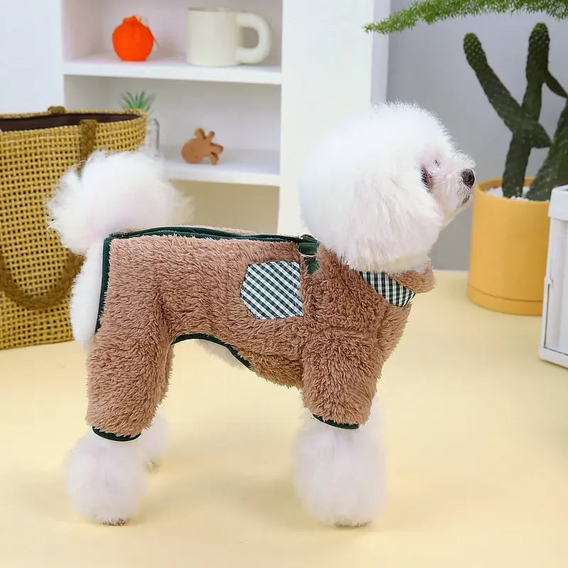 Towable Pet Jumpsuit with Buckle Winter Warm Puppy Dog Suit Clothes for Small Dogs Yorkshire Shih Tzu Overalls mascotas Clothing