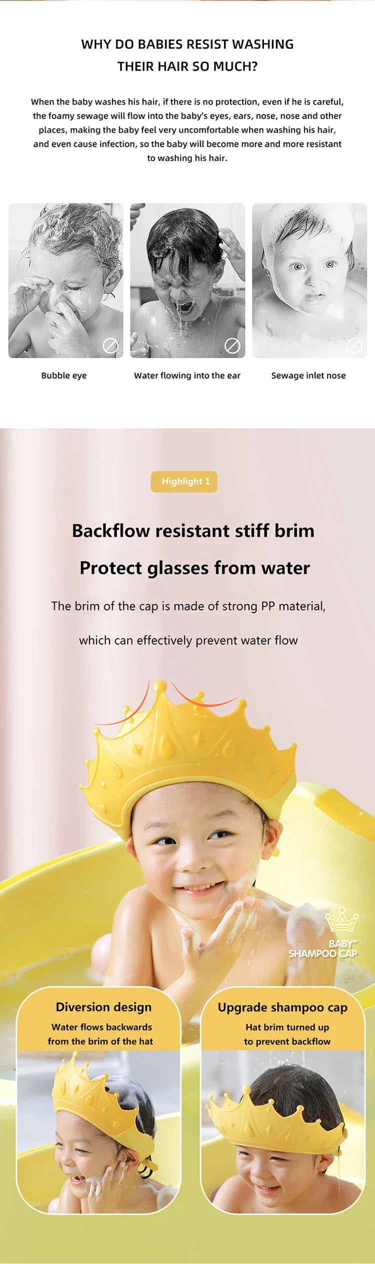 Baby Bath Caps Goods Infant Ear Protection Kids Shampoo Shield Bath Head Cover Baby Shower Cap Adjustable Hair Wash Hat