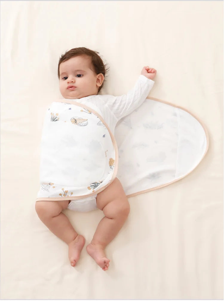Baby Swaddle Blanket 0-6 Months Strap Protect Belly Baby Sleeping Blanket Wrap for New Born Thin-style for Summer