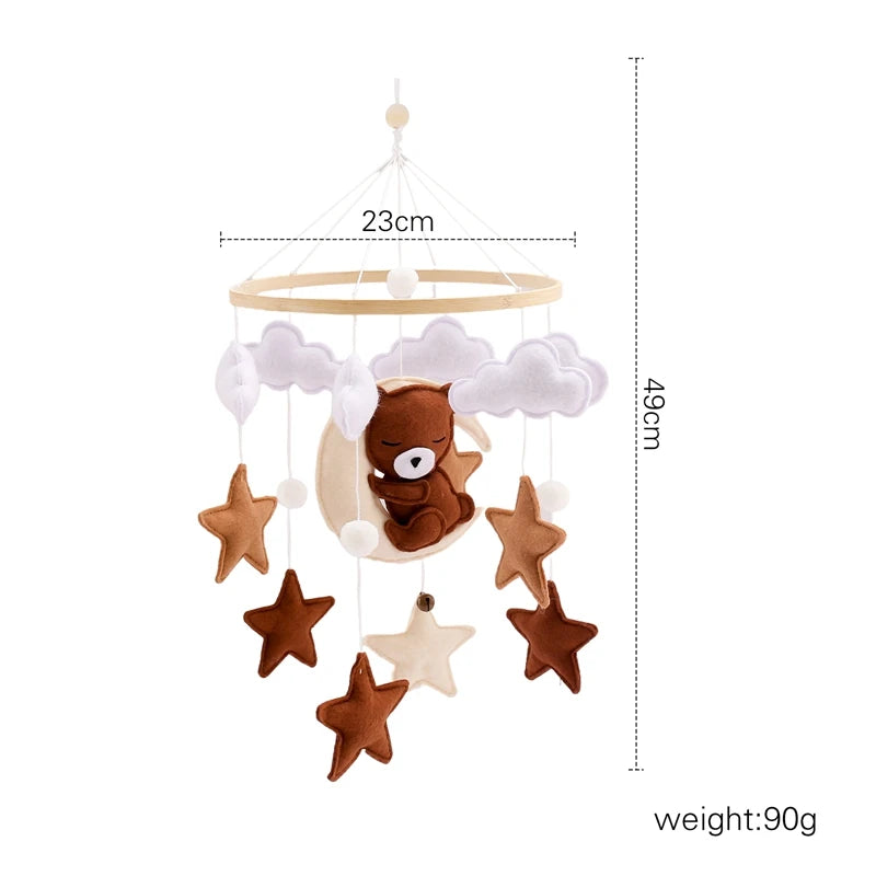 Baby Bed Bell Rattle Toy Lambhair Mobile Hanging Toy 0-12 Months Newborn Crib Mobile Cartoon Cloud Pendant Toy Carousel For Cots