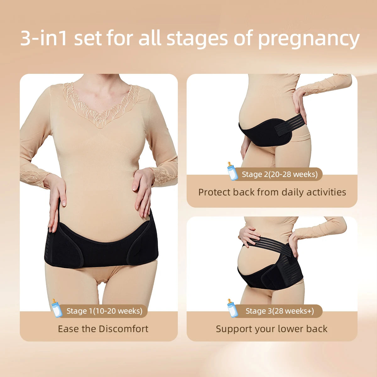 Breathable Adjustable Maternity Support Belt for Mid-to-Late Pregnancy, Stabilizing Belly Wrap for Back Support