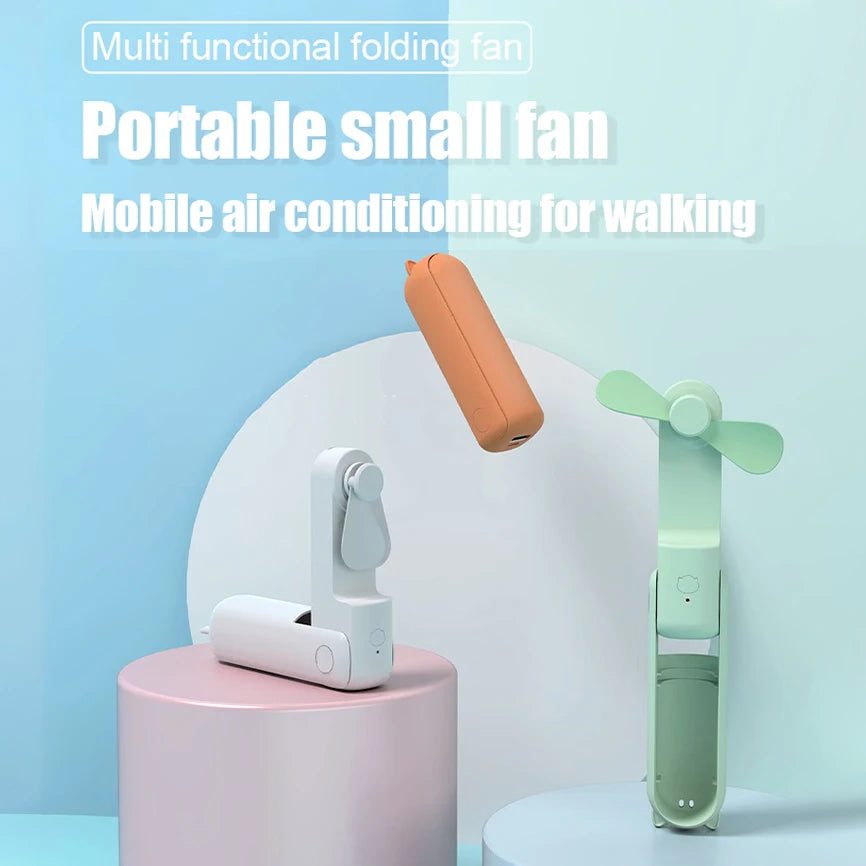 Foldable Small Fan Portable and high-power Hand Held Portable Mini Fan Rechargeable Hand USB Charge Fan