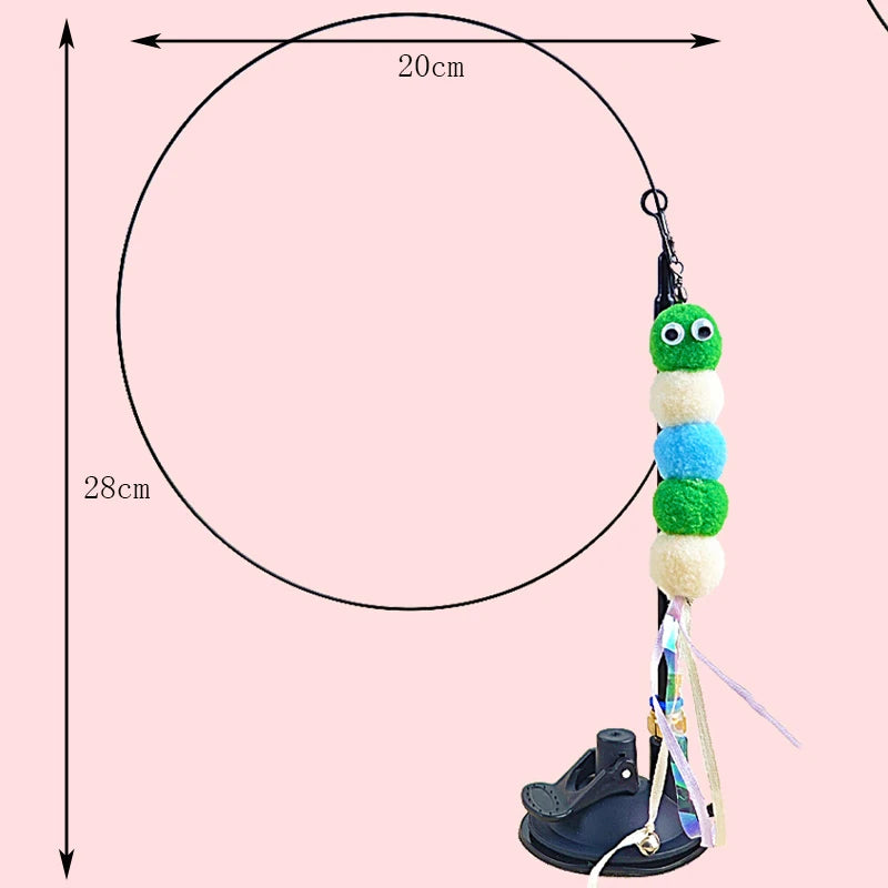 Powerful suction cup wire long rod plush cat stick cat toy self-exciting and relieving boredom and biting pet toy