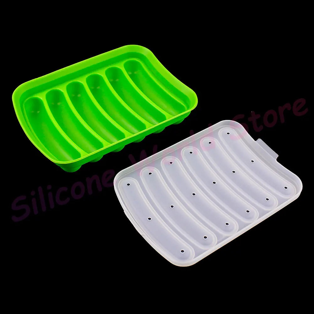 Silicone World DIY Silicone Sausage Molds With Lid Baby Complementary Food Baked and Steamed Ham Hot Dog Making Mold Baking Tool