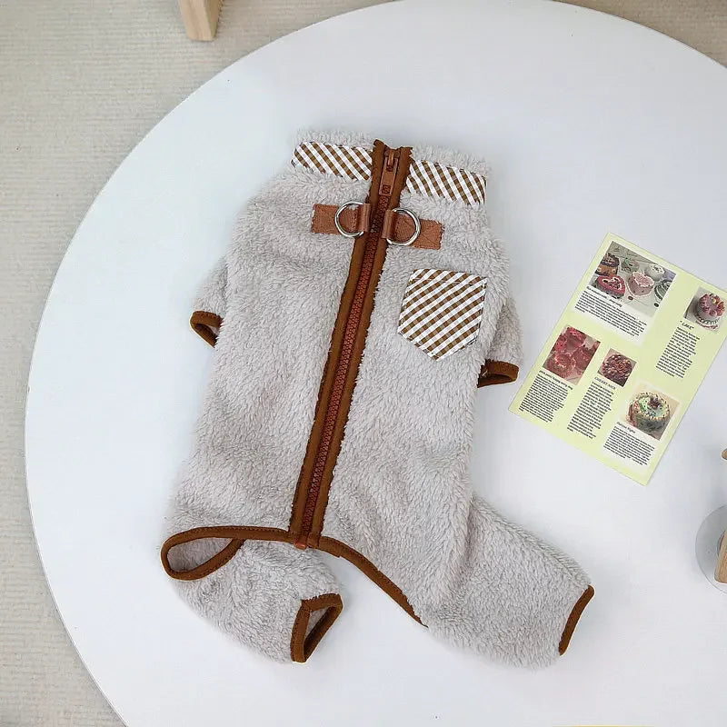 Towable Pet Jumpsuit with Buckle Winter Warm Puppy Dog Suit Clothes for Small Dogs Yorkshire Shih Tzu Overalls mascotas Clothing