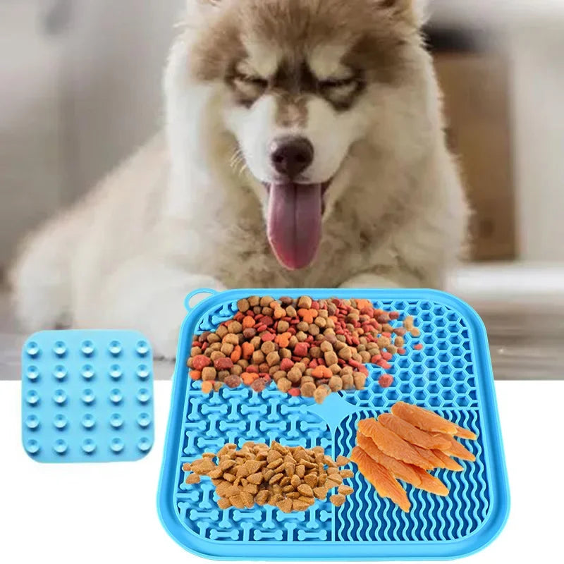 Cat Dog Slow Food Mat Pet Lick Silicone Mat Dog Feeder Supplies Suction Bowl Slow Food Mat Cats Dogs Feeding Supplies