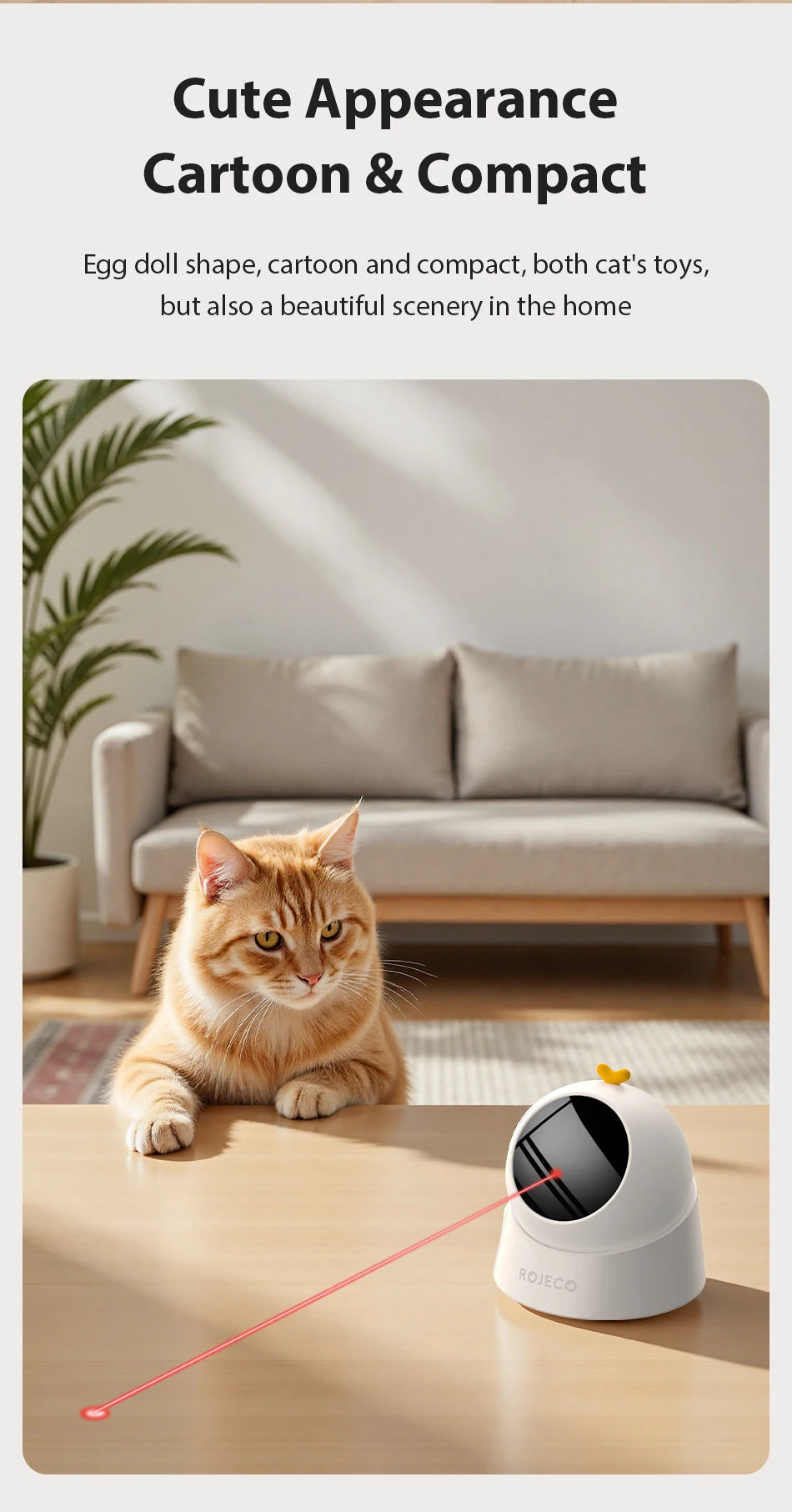 ROJECO Automatic Cat Laser Toy Interactive Adjustable Mode Electric Cat Toy For Kitty Dog Indoor Smart Teasing Laser Cat Toys