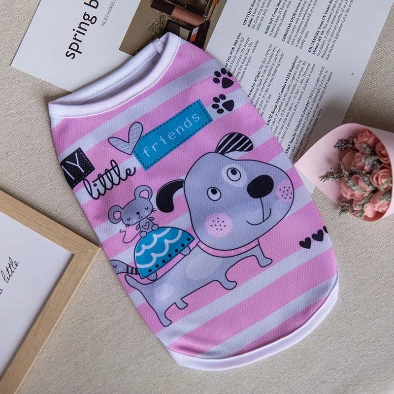 1 PC Lightweight Summer Vest for Pets Chihauhua XS-XXL Big Dogs Clothing Ice Felt Overall Cartoon No Fading Pet Cat Overalls