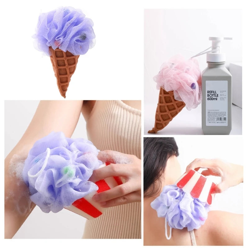 Bath Sponge Ice Cream Exfoliating Loofah Body Scrubber Shower Cleaning Loofahs Bathroom Men Women Bathing Accessories