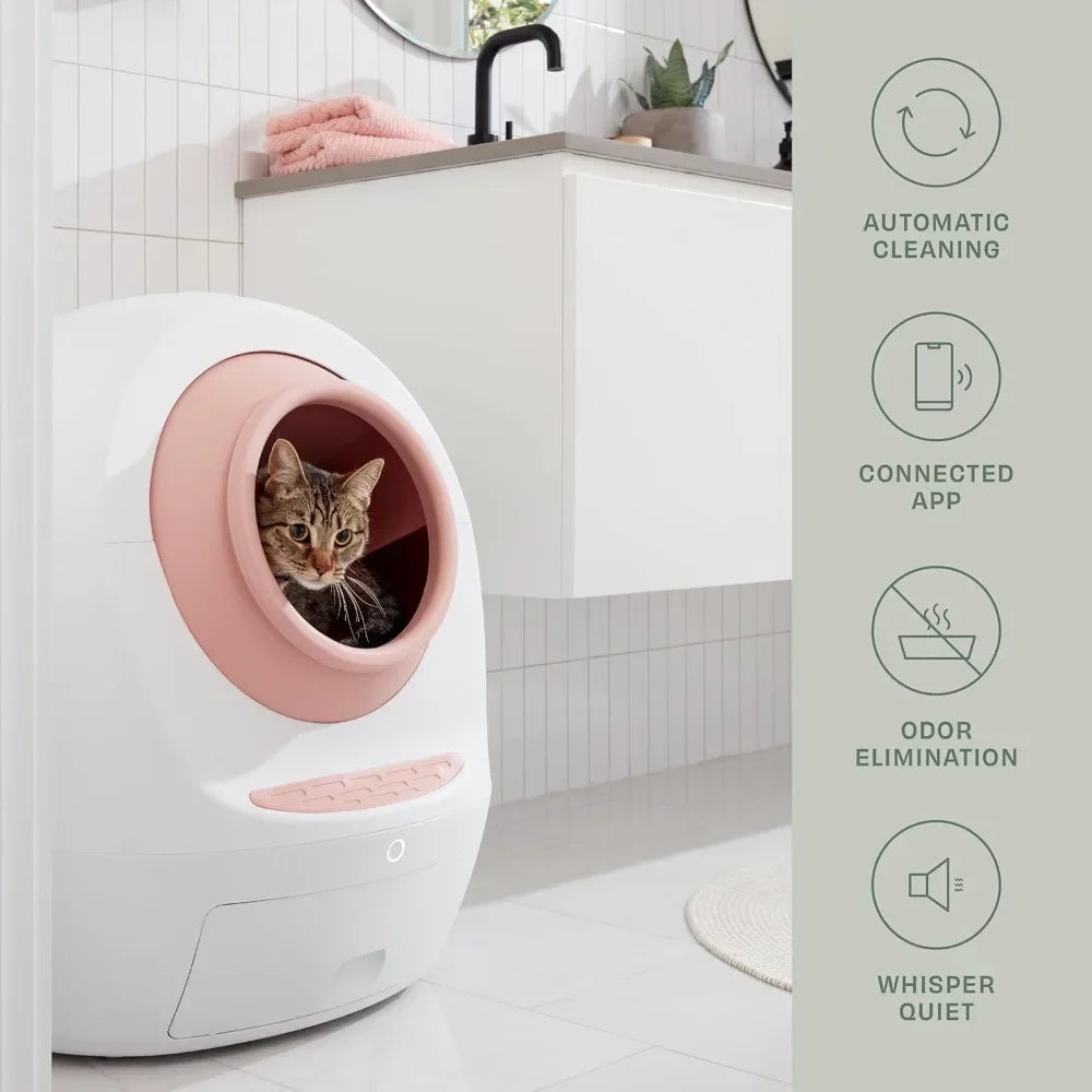 Self-Cleaning Cat Litter Box – Wi-Fi App Control, Whisper Quiet | Anti-Pinch with UV Odor Removal & Health Monitor