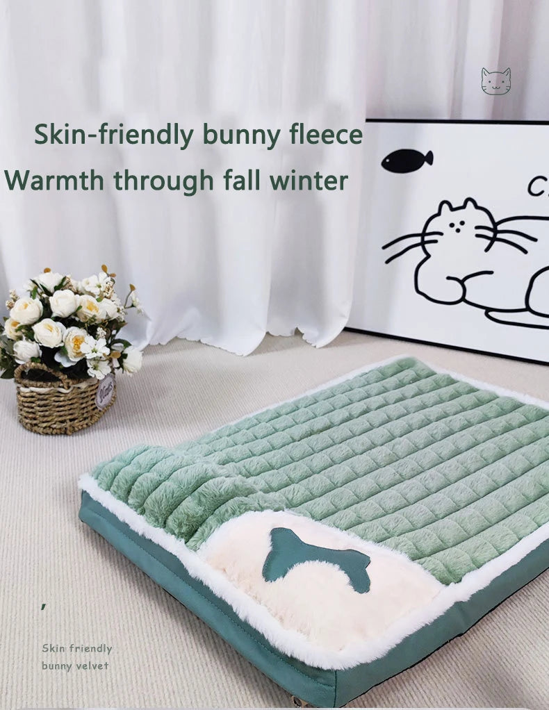 Winter Dog Bed Removable Washable Pet Dog Mat Sofa For Small Medium Large Dogs Cushion Protect Cervical Pet Mat