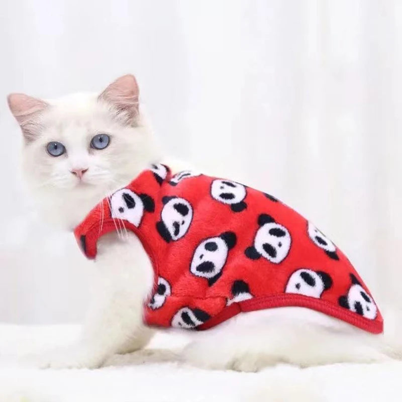 Cartoon Fleece Pet Cat Clothes Winter Warm Pet Dog Vest Puppy Cat Sweater Dog Clothes For Small Dogs Cats Coat Jacket Pet Outfit