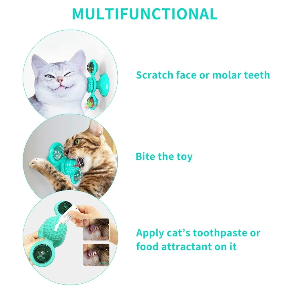 Kitten Toys For Indoor Cats Spinning Massage Toys For Kitten Wall Mount Cats Spinner Exercise Toy For Small Medium Large Cats