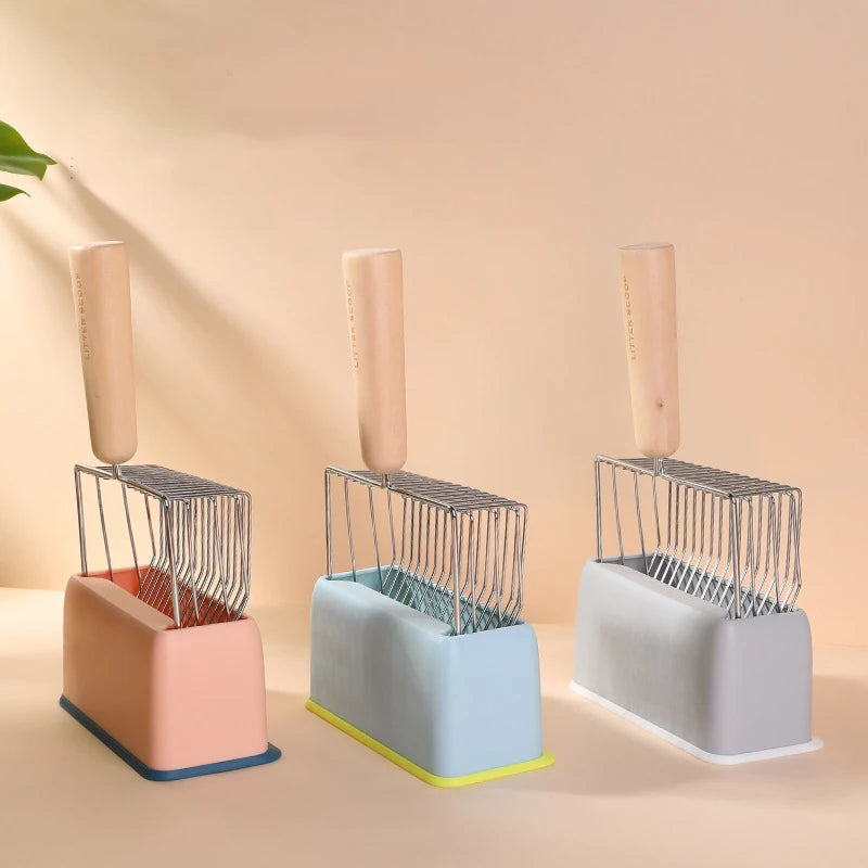 Cat litter shovel storage rack color matching base large metal shovel storage box pet supplies