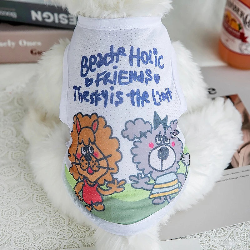 1 PC Lightweight Summer Vest for Pets Chihauhua XS-XXL Big Dogs Clothing Ice Felt Overall Cartoon No Fading Pet Cat Overalls