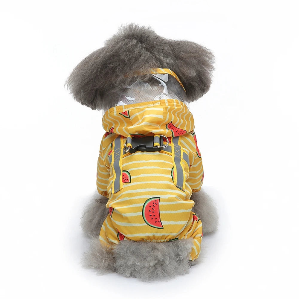 Dog Raincoat Dog Hooded Poncho 4 Legs Dog Rain Jacket with D Leash Ring Waterproof Dog Rain Clothes for Small Medium Dogs