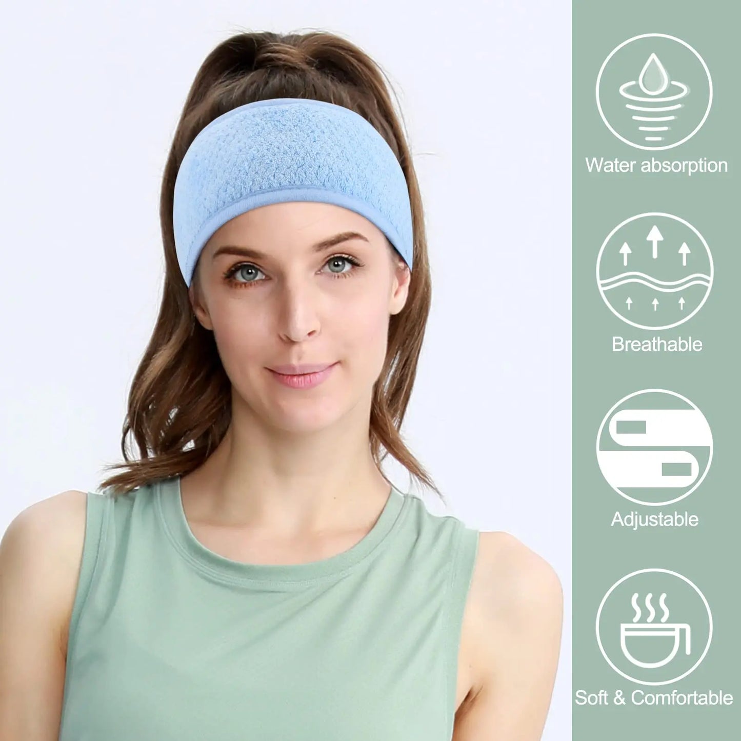1Pcs Spa Facial Headbands for Women Makeup Yoga Sports Shower Washing Face Soft Comfortable Hair Bands With Magic Tap Adjustable