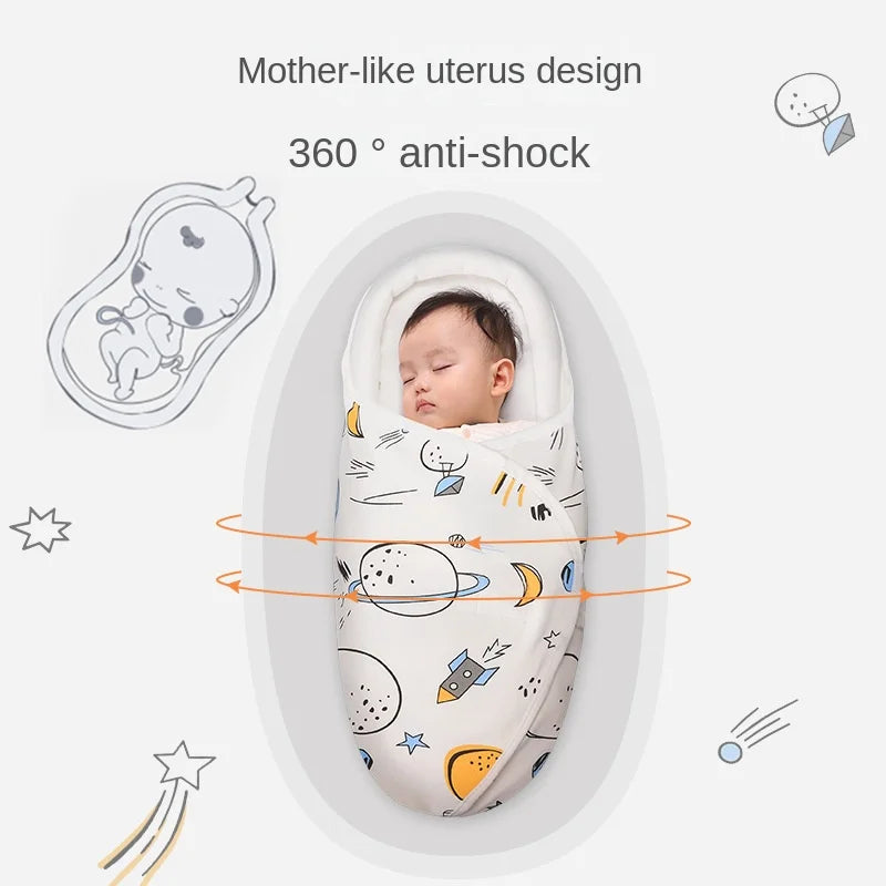 Newborn Baby Swaddle Wrap Adjustable Newborn Hat Set Anti-kick Swaddle Warm Soft BlanketSuitable for Babies Aged 0-3 Months