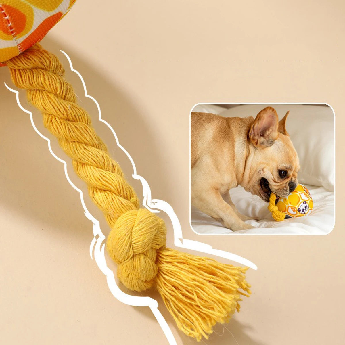 Pet Interactive Bell - ringing Plush Chew Ball for Dogs - with Rope Knot, PP Cotton Filling, Solve Boredom & Teethin