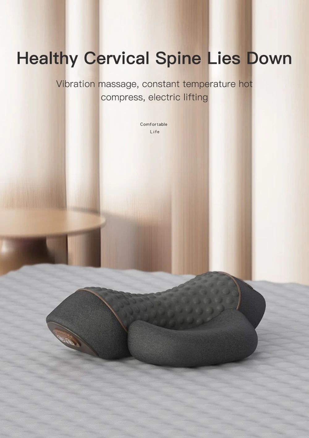 Electric Neck Massager Pillow Vibration Heating Massage Neck Traction Stretcher Support Cervical Spine Pain Relief Sleep Relax