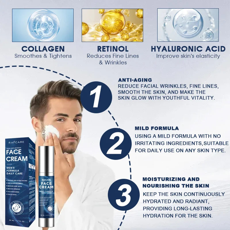 Collagen Face Cream Hyaluronic Acid Anti Wrinkle Men's Moisturizing Cream Retinol Reduce Fine Lines Anti-aging Skincare Products