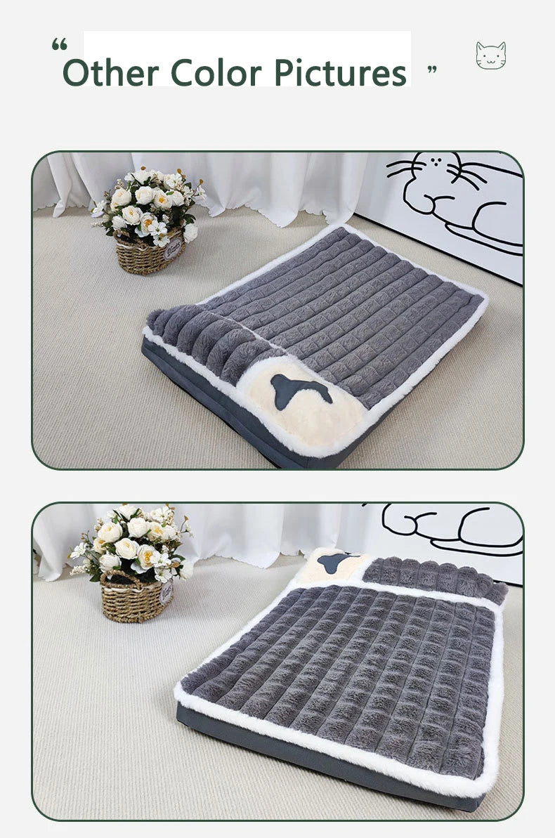 Winter Dog Bed Removable Washable Pet Dog Mat Sofa For Small Medium Large Dogs Cushion Protect Cervical Pet Mat