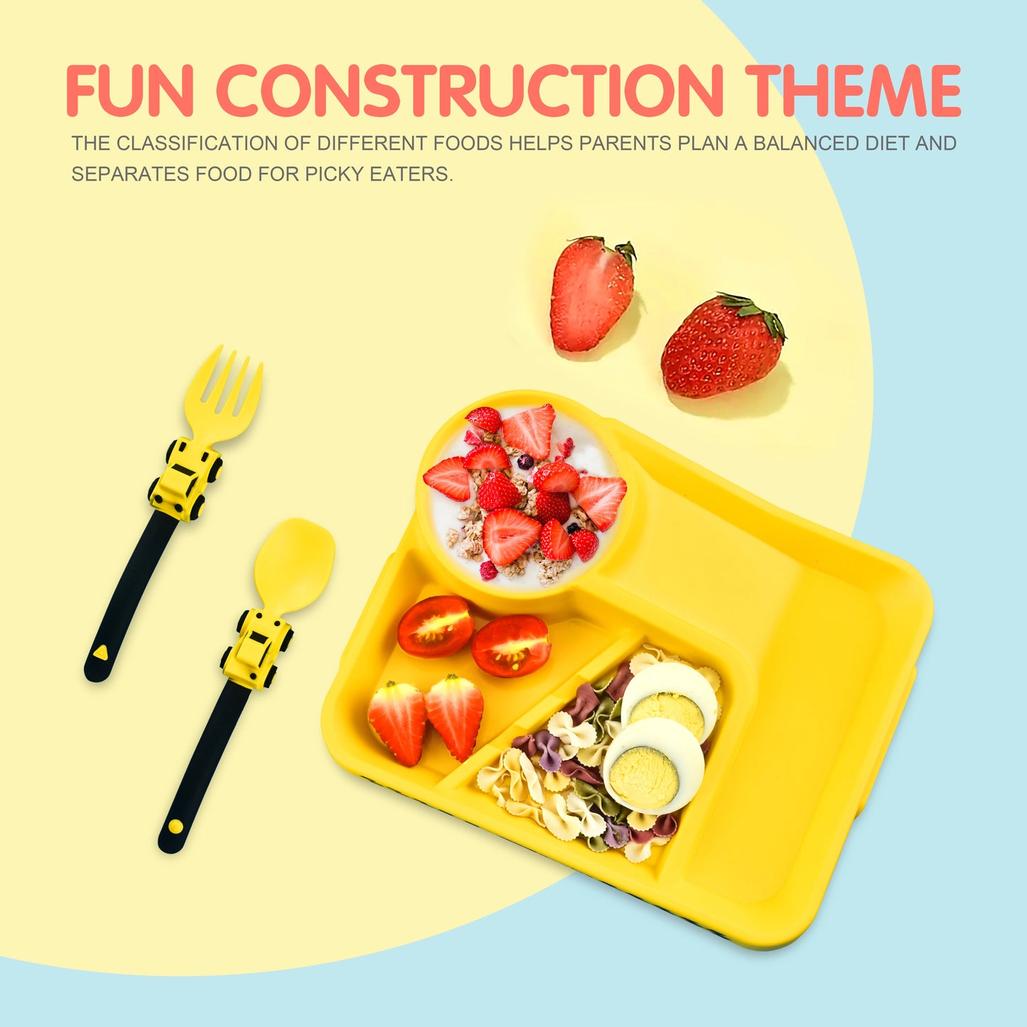 Children's Feeding Dish Set of Dishes for Baby Stuff Suction Cup Plate Aesthetic Tableware for Kids Plates Utensils Dinner Kit