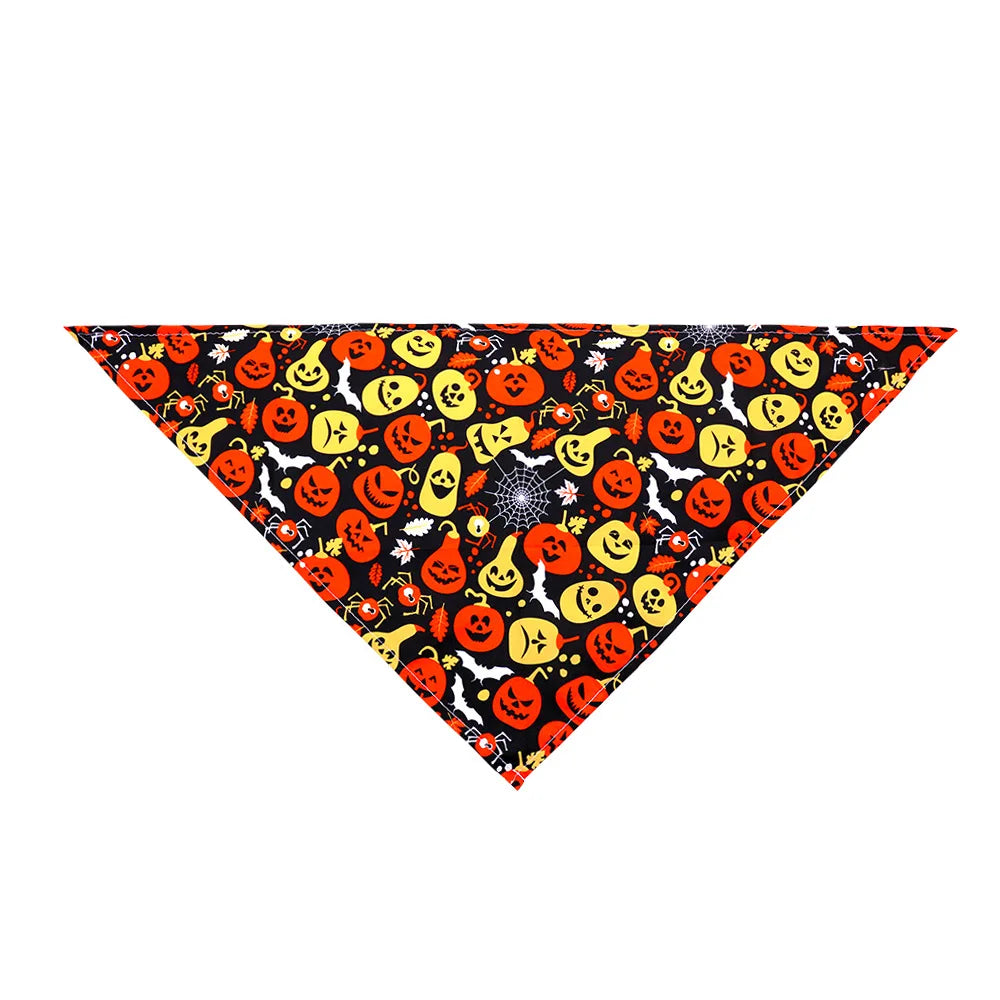1 Pc Pet Dog Halloween Costume Scarf Dog Bandana Accessories Pumpkin Skull Bat Ghost Pattern Small Dog Cat Dog Bib Pet Supplies