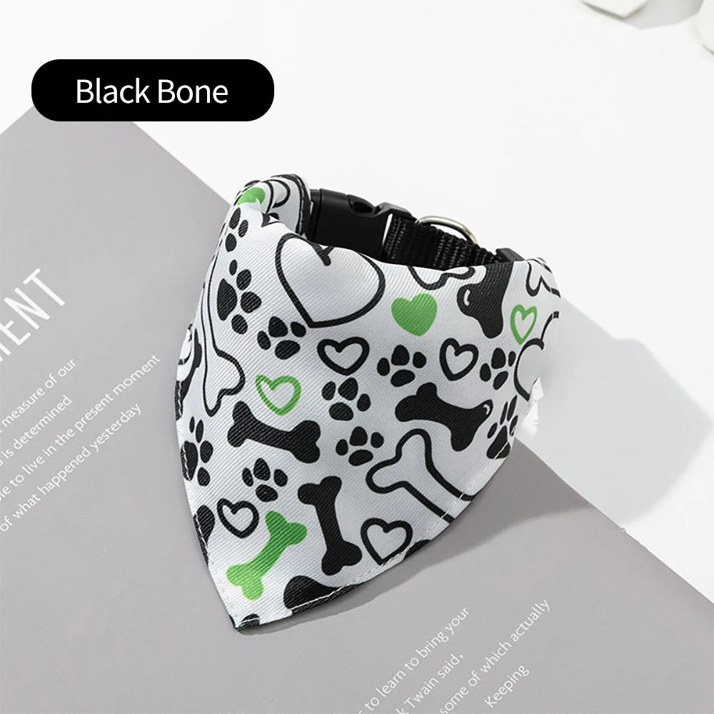 Adjustable Pet Puppy Cat Scarf Bandana Collar Neck Scarf For Small Dogs Kitten Saliva Towel PU Collar with Triangular Bandage