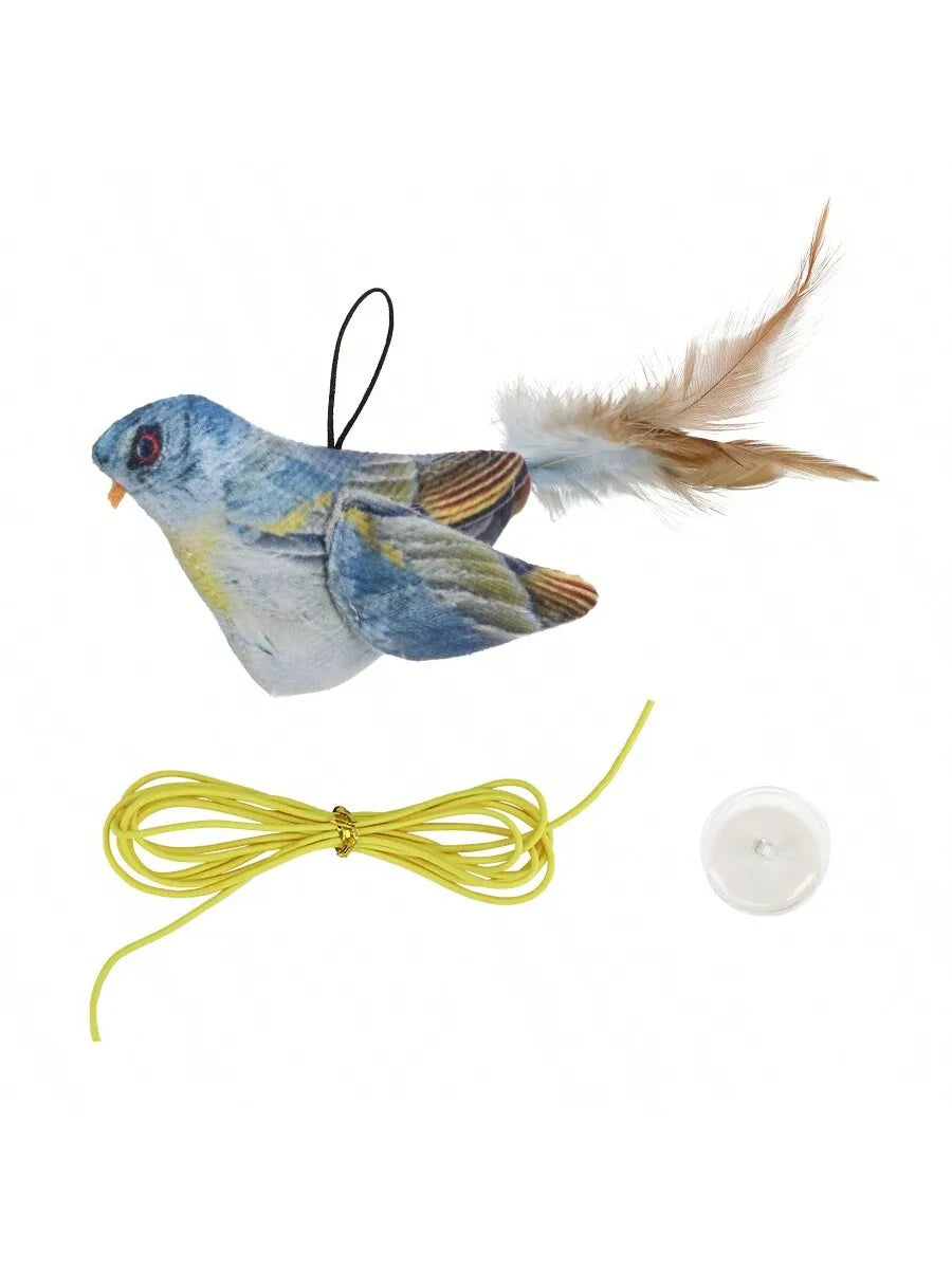 Random color Queaky Feathered Bird Cat Toy - Interactive Play and Chirp for Kittens, No Battery Needed, Ideal for Medium Breeds
