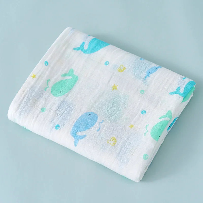 110cm Baby Swaddle Blanket Dual Layers Blankets For Boys Girls Organic Cotton Soft Newborn Swaddle Wrap Burping Clothes