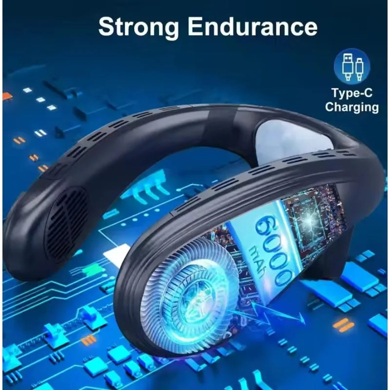 New Neck Air Conditioner Portable Neck Fan Rechargeable Semiconductor Cooling Bladeless Fan Outdoor Personal Fan Wearable Cooler