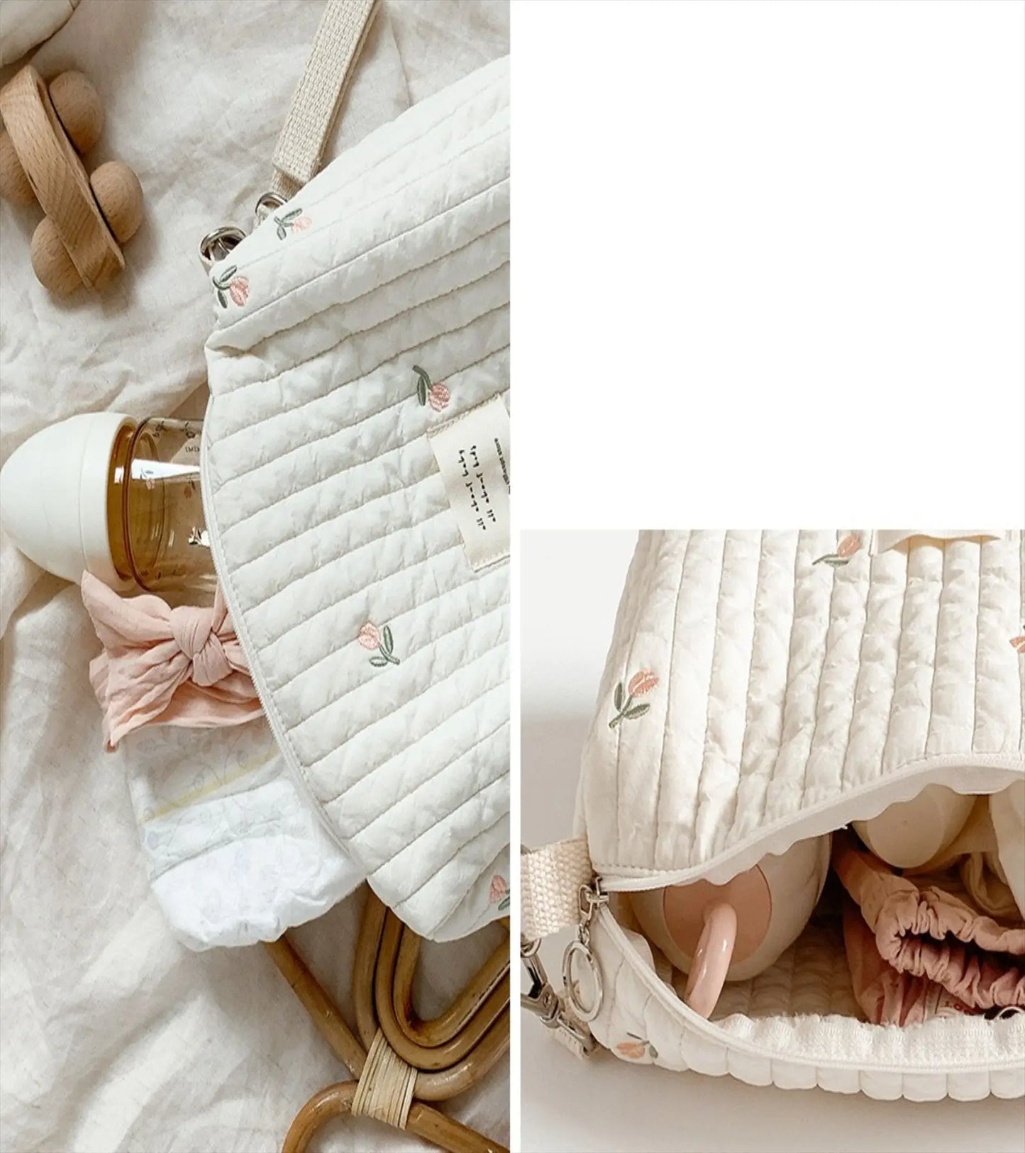 Portable Stroller Nappy Bag Quilted Baby Diaper Caddy Organizer Embroidered Mommy Bags Babies Accessories Changing Bag Storage