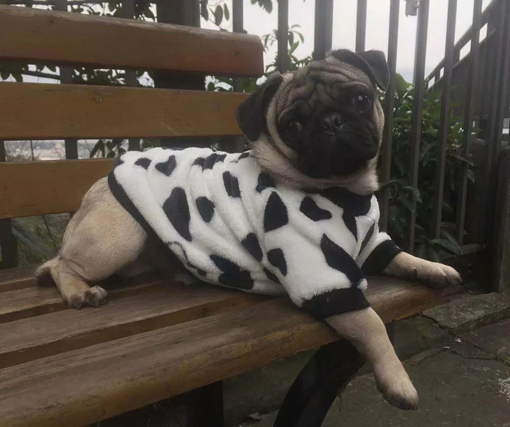 Warm Dog Clothes Cute Print Puppy Pet Clothing French Bulldog Hoodie Winter Dog Pajamas Sweater Coat for Small Medium Dogs Cats