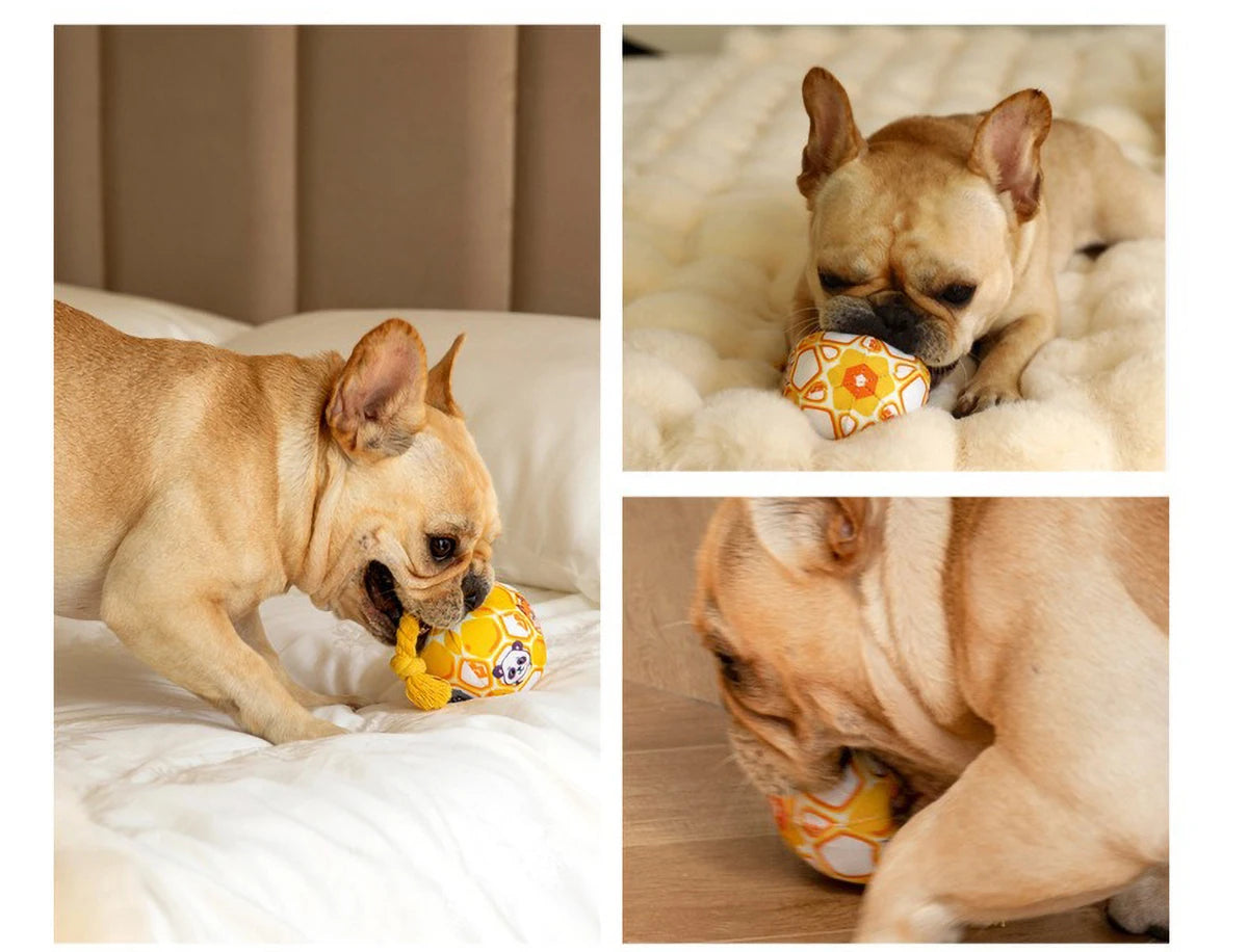 Pet Interactive Bell - ringing Plush Chew Ball for Dogs - with Rope Knot, PP Cotton Filling, Solve Boredom & Teethin