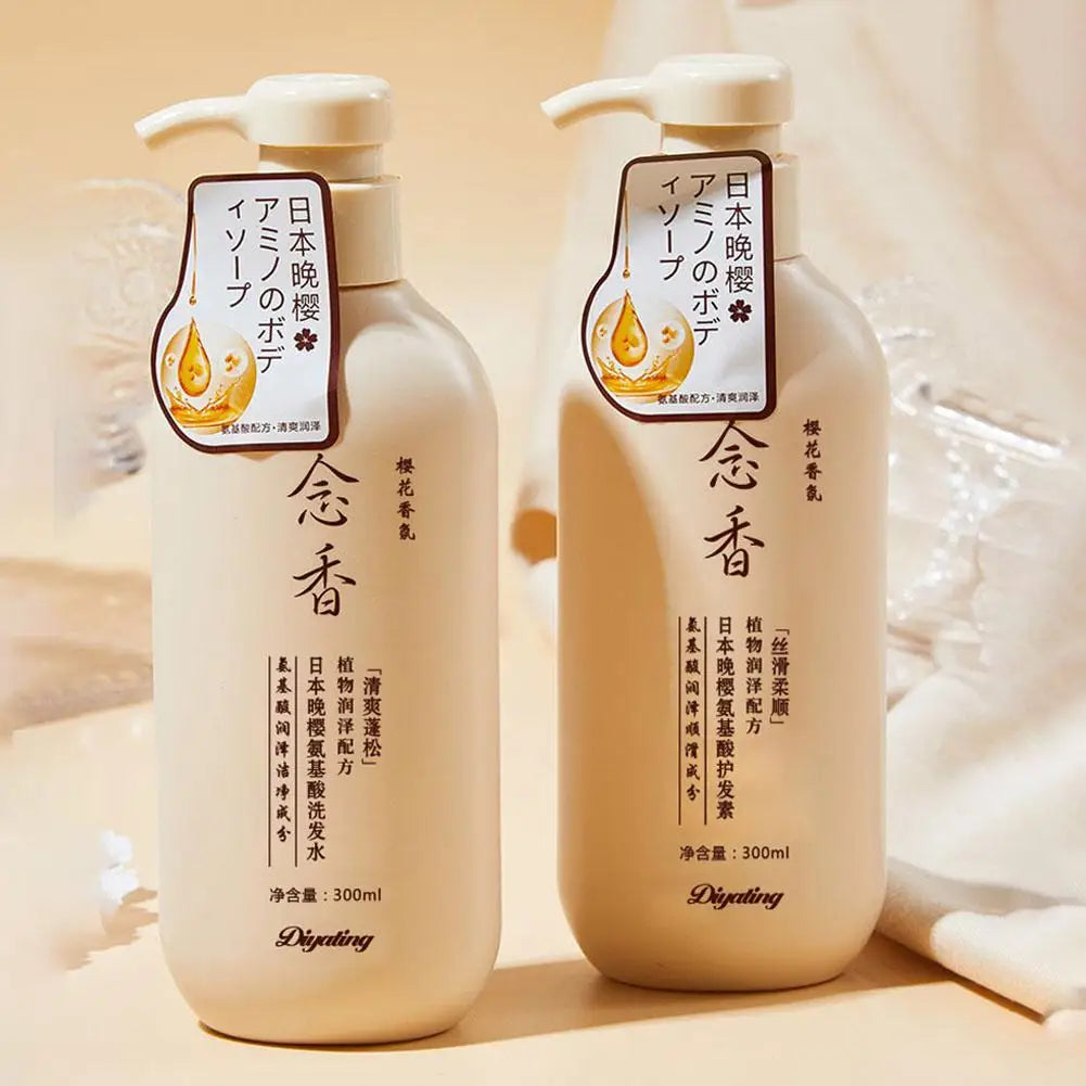 3 Pack Japanese Shampoo And Conditioner & Body Wash Set, Amino Acid Fragrant Japanese Evening Shampoo, Thick Smooth Hair