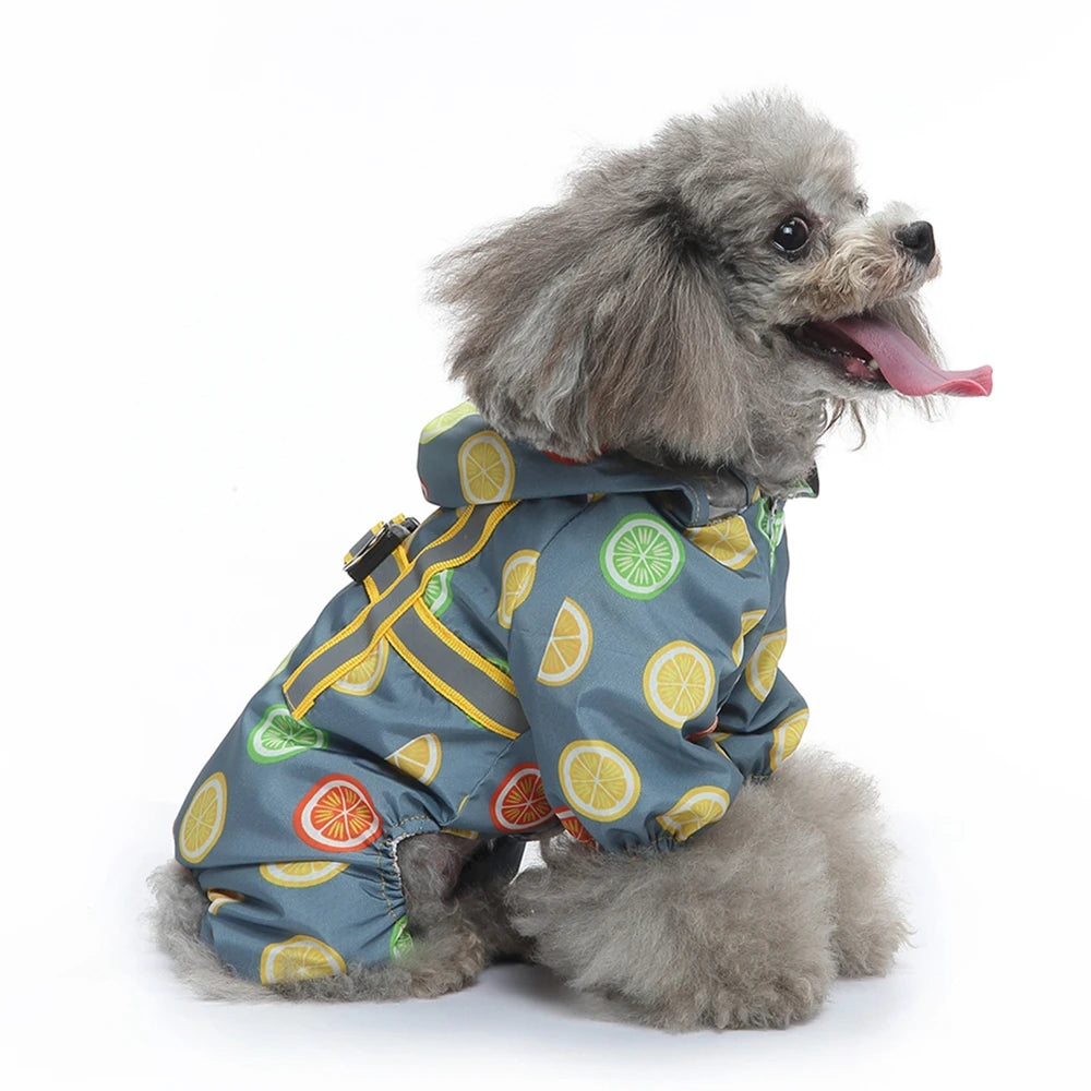 Dog Raincoat Dog Hooded Poncho 4 Legs Dog Rain Jacket with D Leash Ring Waterproof Dog Rain Clothes for Small Medium Dogs