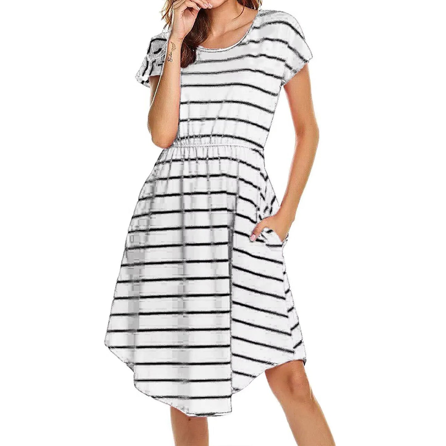 Summer Maternity Care Striped Dresses Women Maternity Casual Striped Short Sleeve Nursing Dress Clothes For Pregnant Women