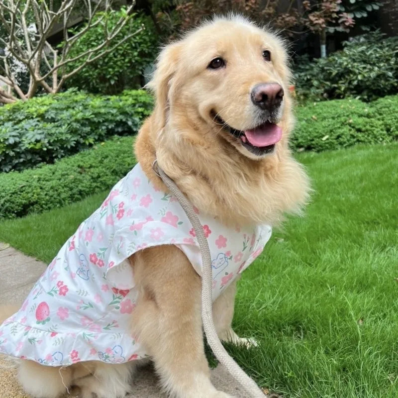 Summer Large Dog Cooling Clothes Cute Pet Dog Princess Dresses Medium Big Dogs Summer Vest Labrador Golden Retrievers Clothes