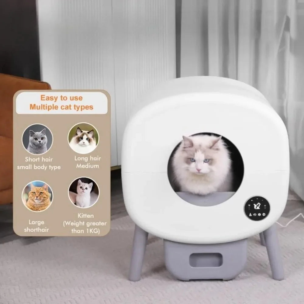 Smart Automatic Cat Litter Box: Self-Cleaning, Quiet Operation, 95L Large Capacity with Odor Control, Multi-Cat Friendly