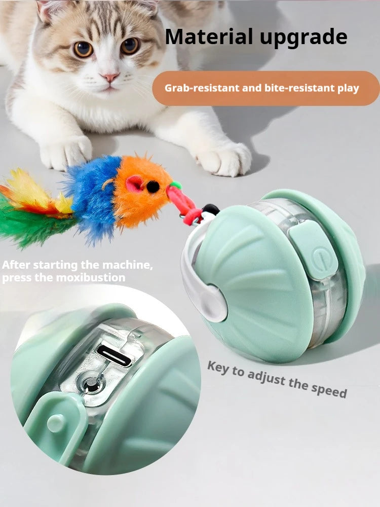 Upgraded Cat Interactive Ball Toys Infrared Automatic Rolling Ball Tail Rechargeable Smart Pet Toy Cat Training Imitate Mouse