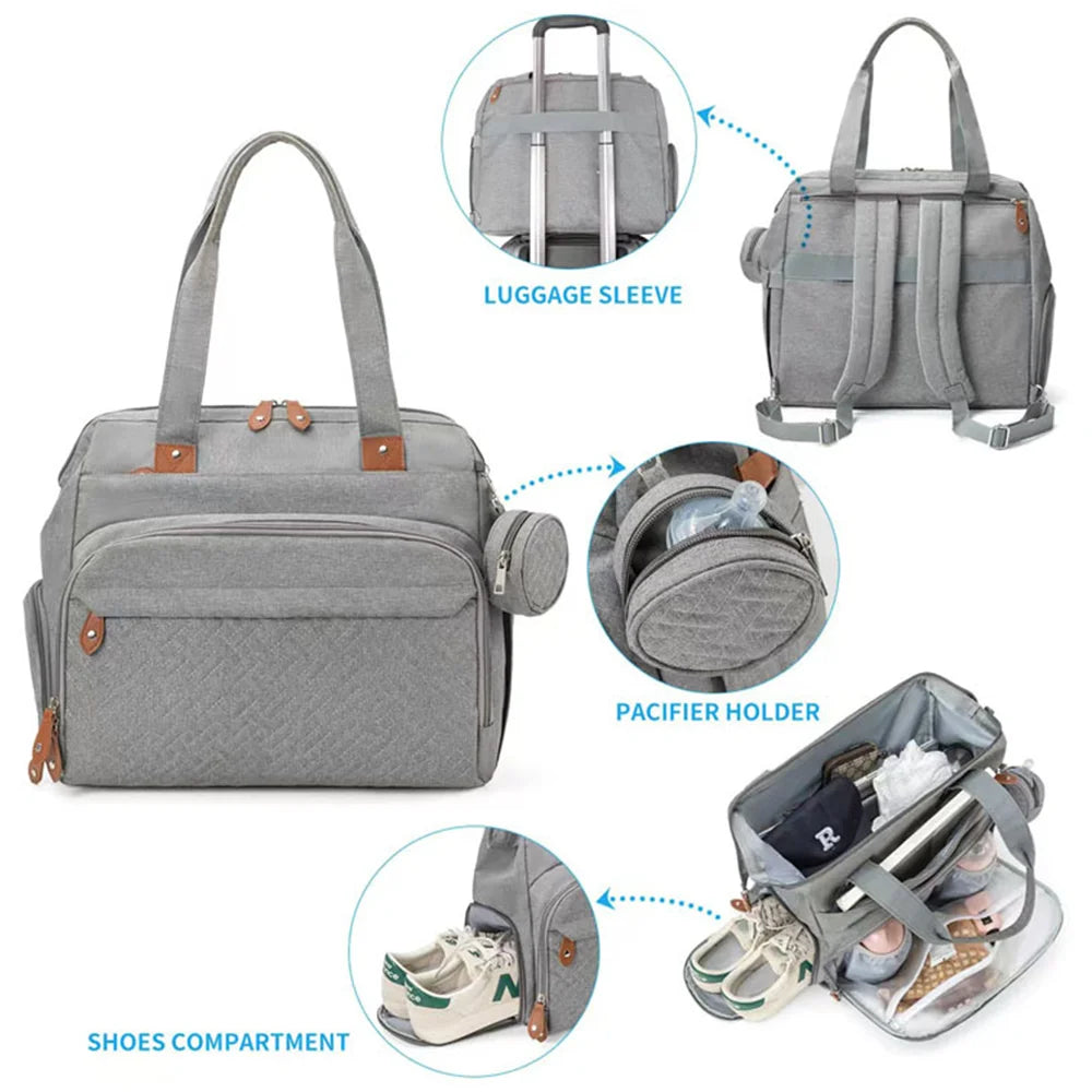 PANGDUBE Diaper Bags with 1pc Pacifier Bag Dad Mom Backpack for Travel Mommy Backpack for Baby Accessories Maternity Bag