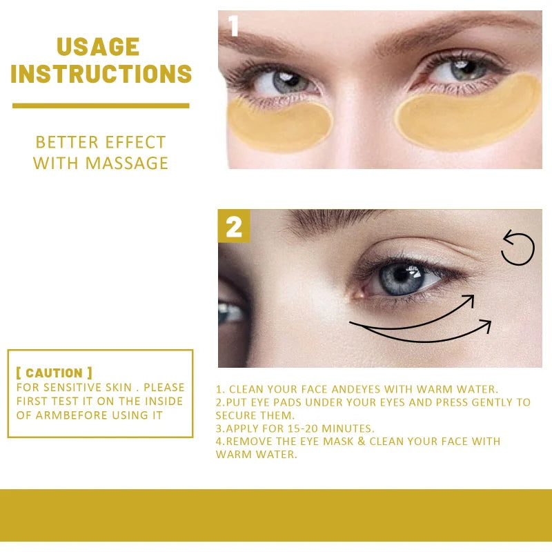 Skincare Products 24K Gold Hyaluronic Acid Eye Mask Remove Dark Eye Circles Collagen Eye Patches Face Care Product