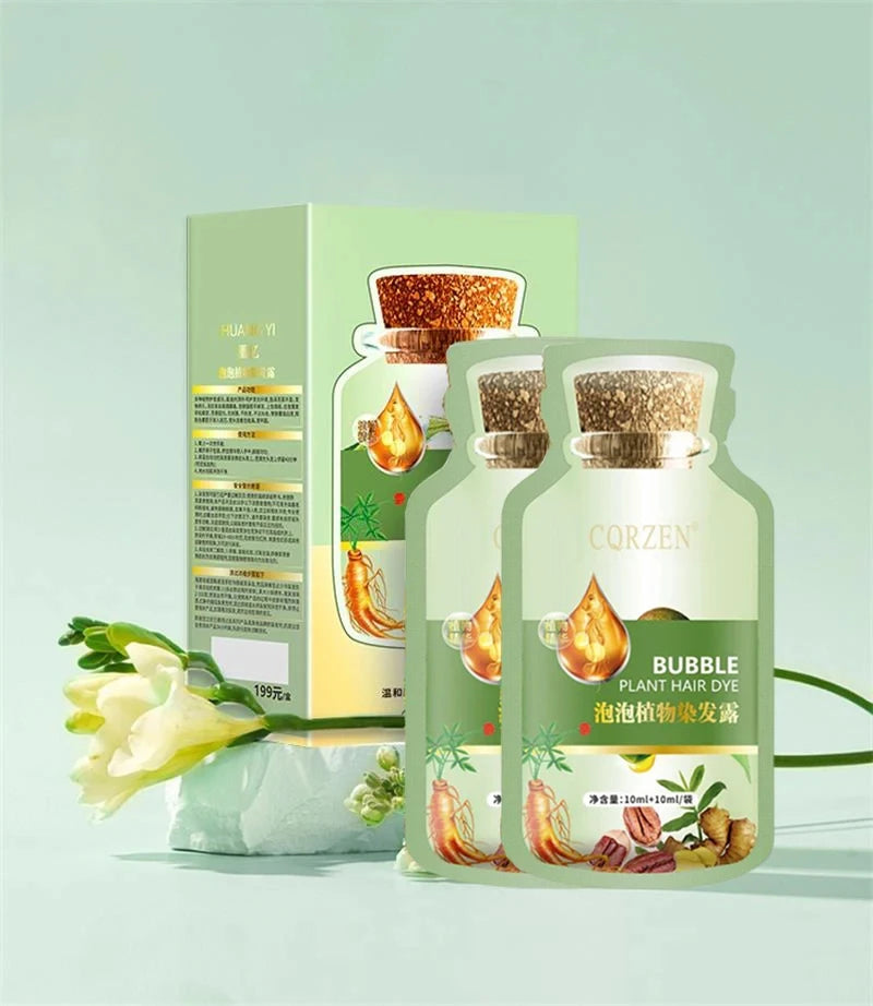 Pure Natural Herbal Hair Dye Shampoo Change Hair Color Cover Gray Hair White Hair Treatment Bubble Plant Hair Dye Hair Care