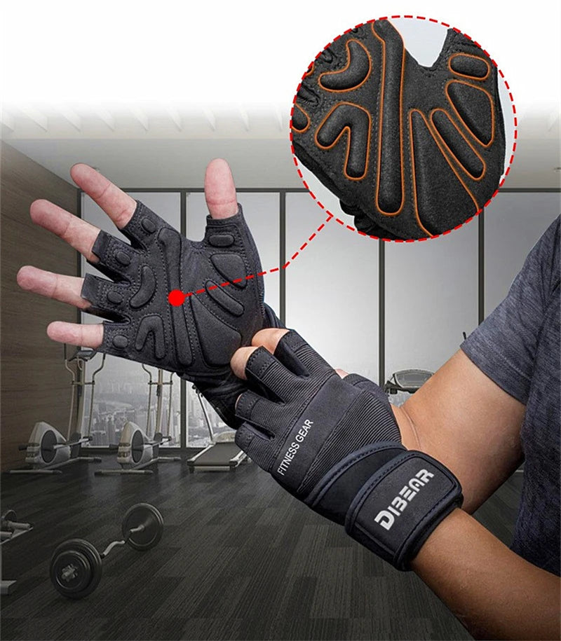 Half Finger Bodybuilding Gym Gloves Weightlifting Dumbbell Kettlebell Training Workout Fitness Gloves For Man Women